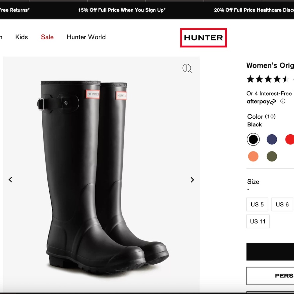 NWOT Black Hunter Boots